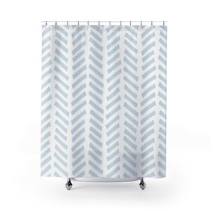 Shower Curtains Blue and White Boho Print, Minimalist Print, Bathroom Ideas, Modern Farmhouse