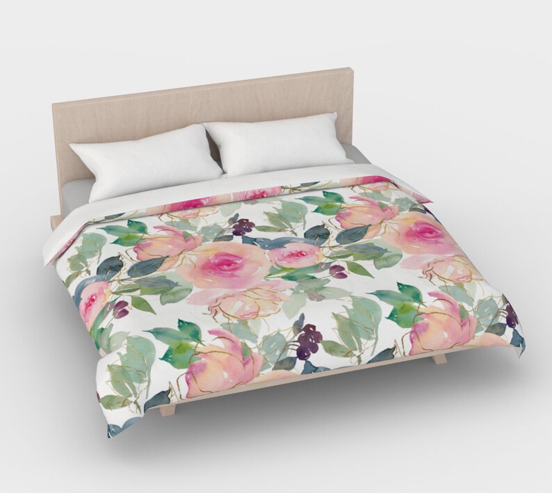 Reversible Duvet Cover Modern Farmhouse Summer Peony Garden Etsy
