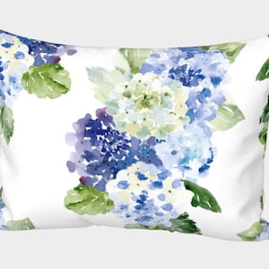 Shabby Chic Blue and White Farmhouse Hydrangea Pillow Sham King, Standard