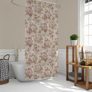 Shower Curtains, Shabby Chic Decor, French Farmhouse, Shower Curtain, Coastal, Cabbage Cottage Rose Bathroom Ideas