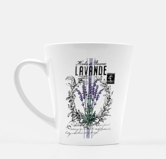 French Farmhouse Mugs, Lavender Mug Latte 12 Oz. Ceramic Dishwasher Safe -  Etsy