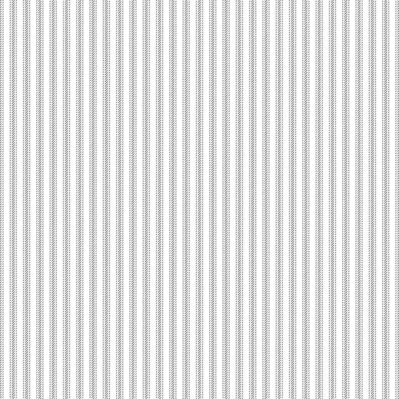 May include: A seamless pattern with vertical stripes in a traditional ticking stripe design. The stripes alternate between white and a soft grey, creating a simple and elegant texture suitable for various design applications.