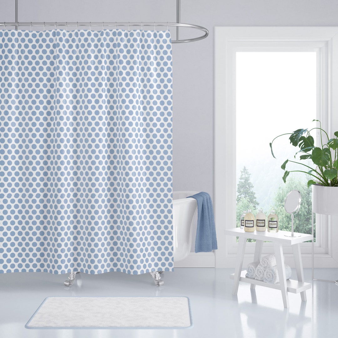 Blue and White Shower Curtains, Premium Fabric Shower Curtain, Modern