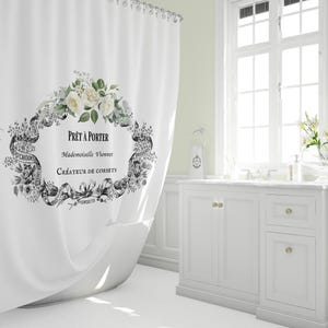 Vintage Floral Shower Curtain - Elegant Shabby Chic Bathroom Decor, French Country Roses, Modern Farmhouse, Boho, Home Accessories, Bathroom