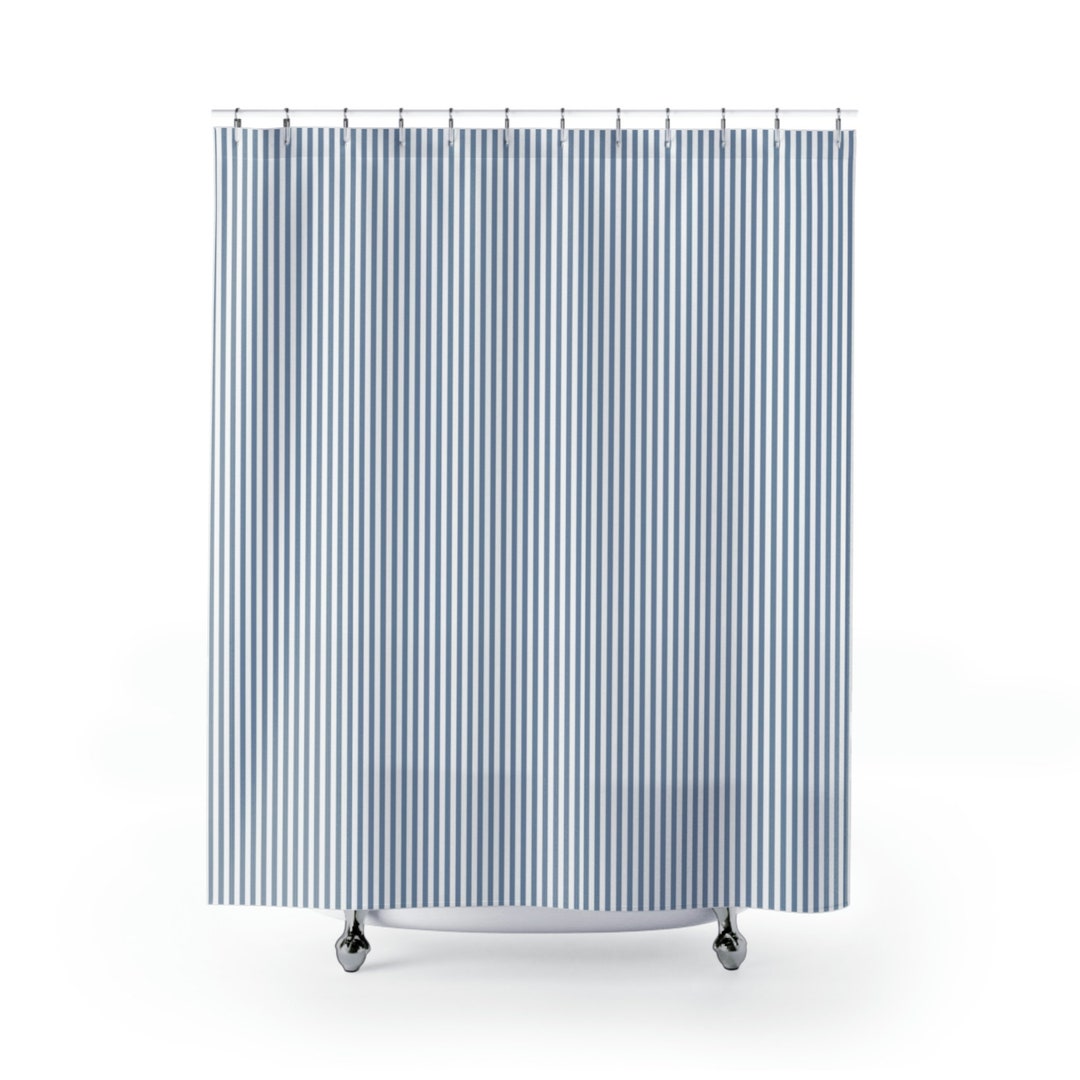 Design Blue Stripe Shower Curtain, Modern Farmhouse Shower Curtains