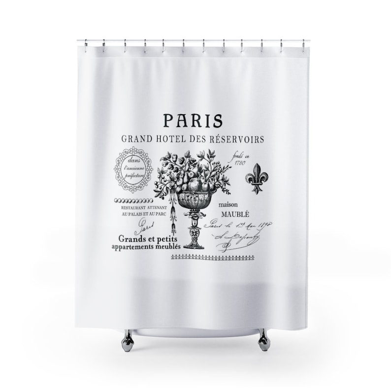 Hotel Paris Shower Curtains French Country Vintage Design Etsy