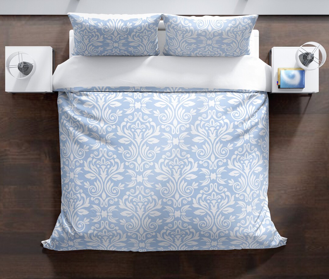 French Blue Duvet Cover Queen, King, Twin, 100 Cotton ,shabby Chic