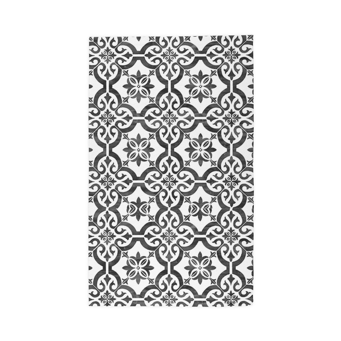 Black and White Mosaic Tile Rug Modern Farmhouse Area Rug Etsy