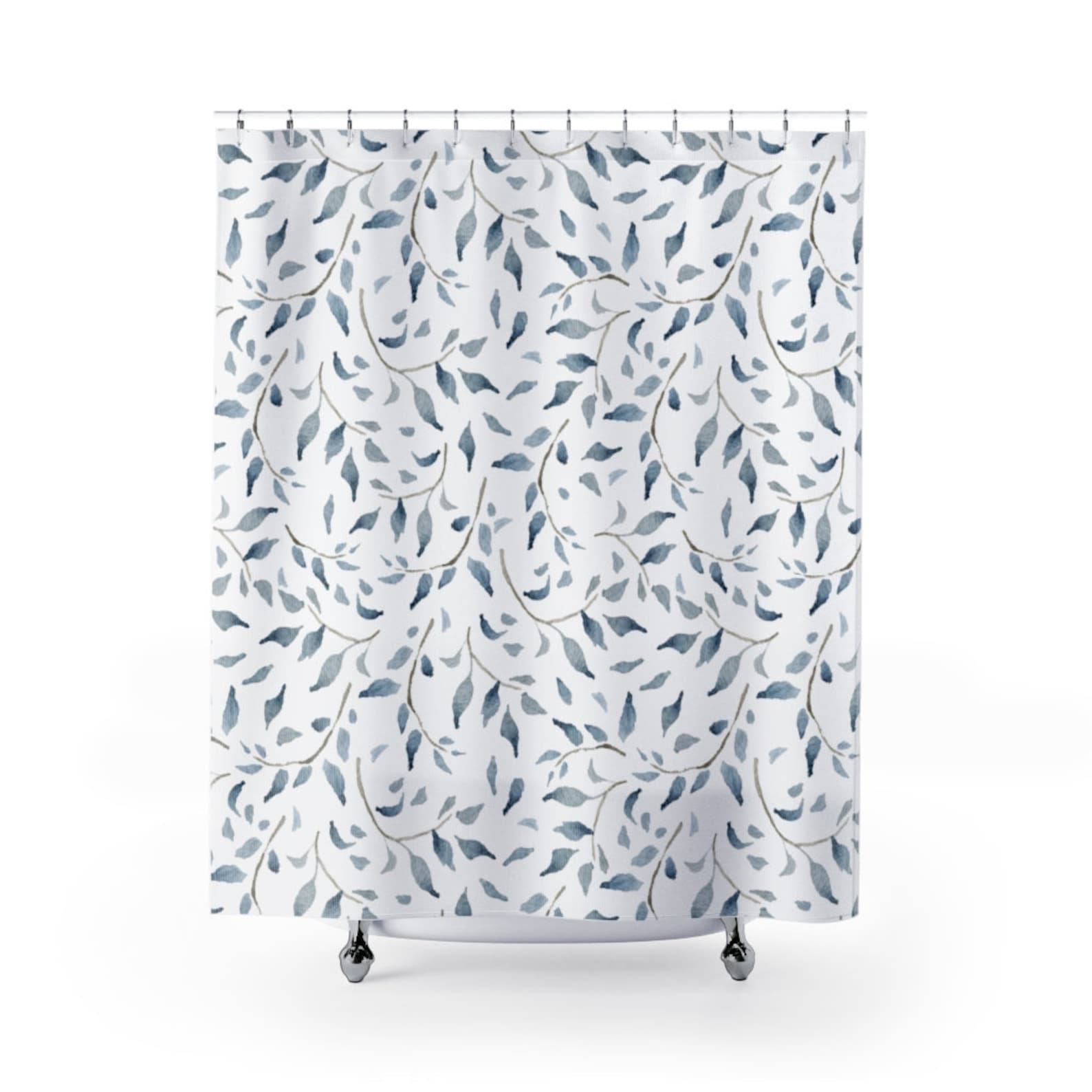 Shower Curtains Blue White Sage Modern Farmhouse Etsy