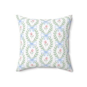 Shabby Chic Pillow, Ribbons and Bows Pillow and Cover, Spun Polyester Square Pillow, 4 Sizes