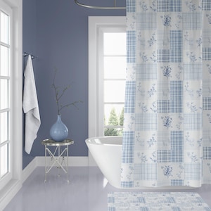 Shabby Chic Shower Curtain, Floral Cottage Chic Farmhouse Bathroom Decor, French Country Shower Curtains, Vintage Floral Curtain, Romantic