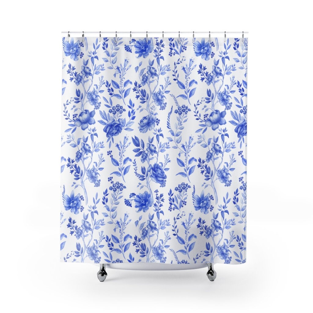 Shower Curtains Shabby Chic French Country Blue and White Etsy