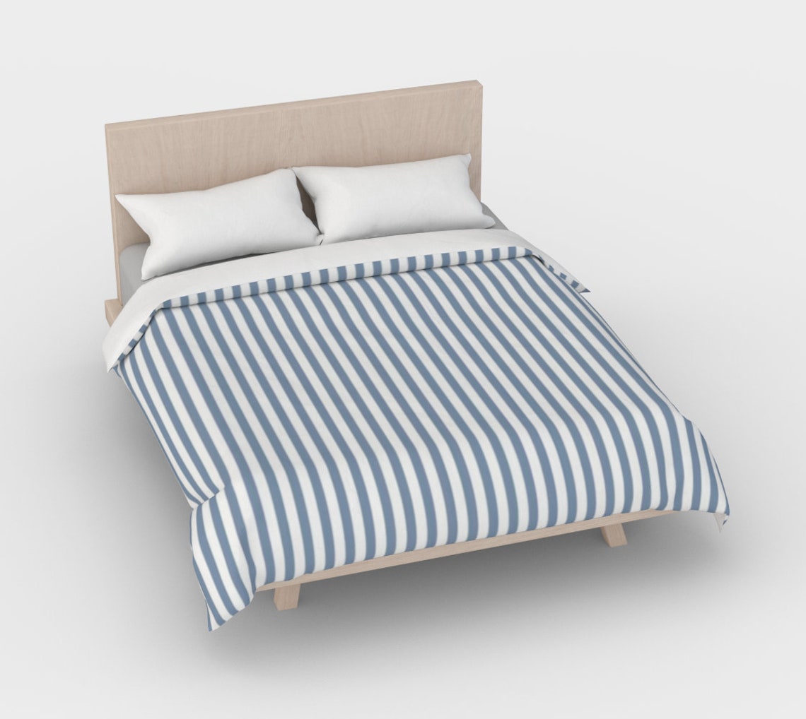 100 Cotton Duvet Cover Blue and White Queen King Twin Etsy