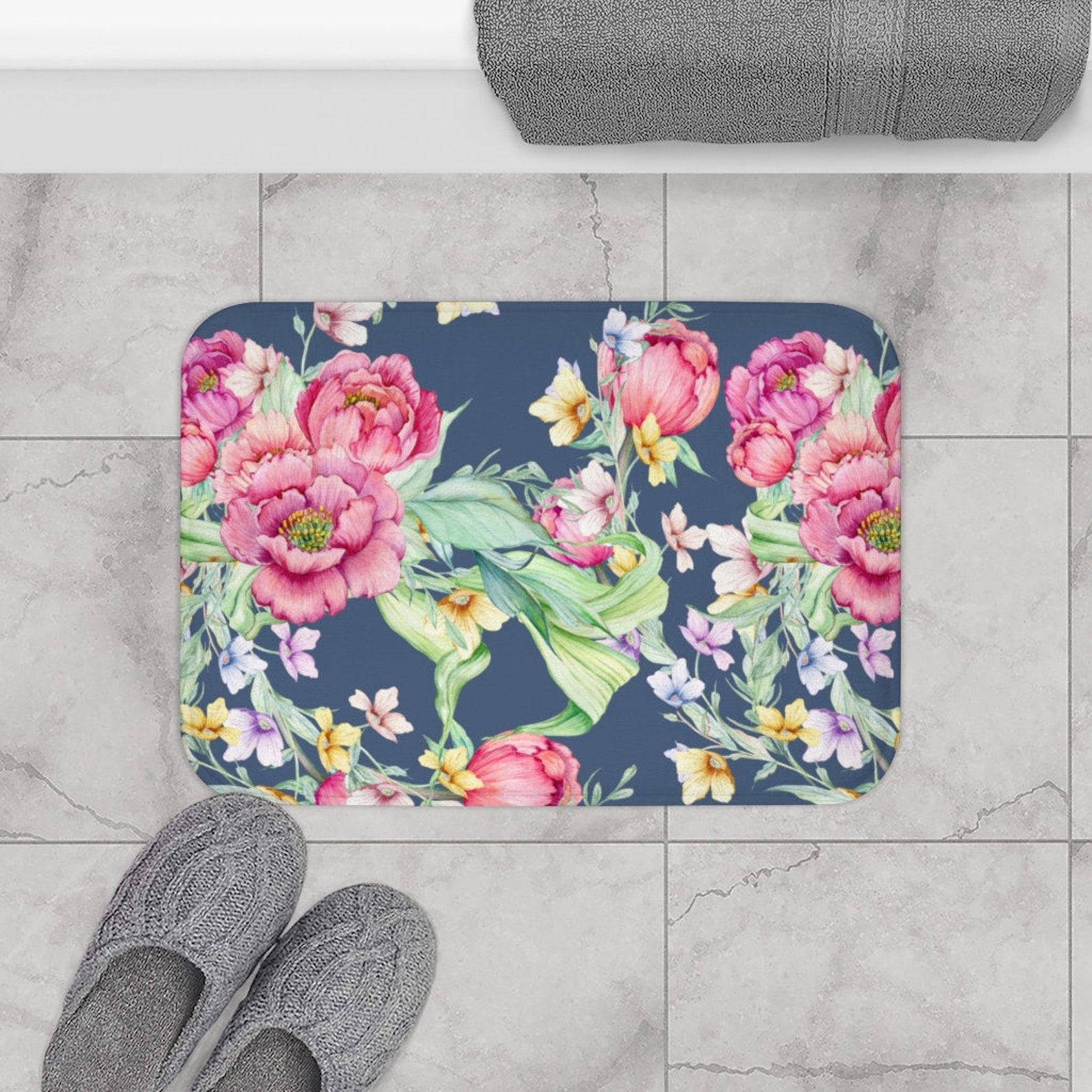 Bath Mat Shabby Chic Country Cottage Luxe Bath Mat Anti Etsy