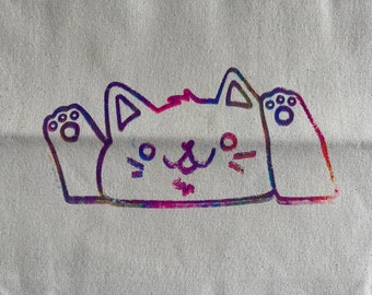 OOPSY GRADE* Peeker Cat Screen Printed Tote Bag!