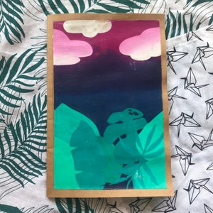 Tropical Midnight Lo-Fi Jungle - Hand Painted | A5 | Notebook | Grid Paper | Bullet Journaling | Planner | Sketchbook | Hannah Isabelle Art