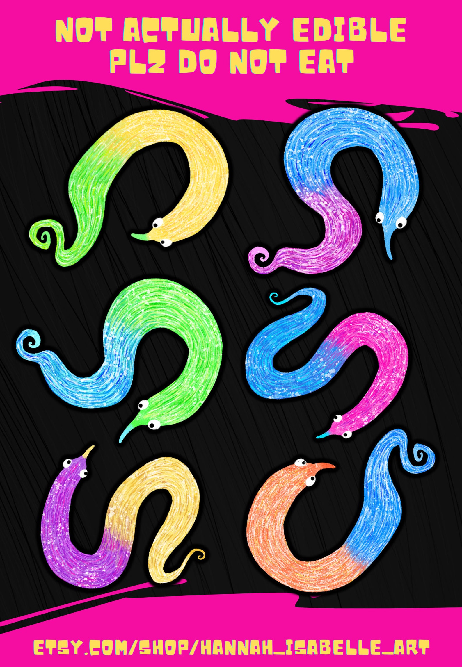 Sour Worms Sticker Pack Weather Proof Vinyl Sticker Set for - Etsy UK