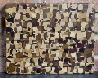 End Grain Cutting Board, Butcher Block, Schneidebrett No 19/032. Pattern: 001A  – “Chaos”