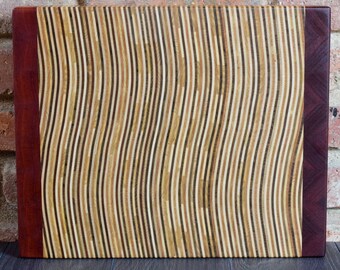 End Grain Cutting Board 3D, Butcher Block, Schneidebrett, Küchenbrett No 19/159. Pattern: 017  – “Wave”