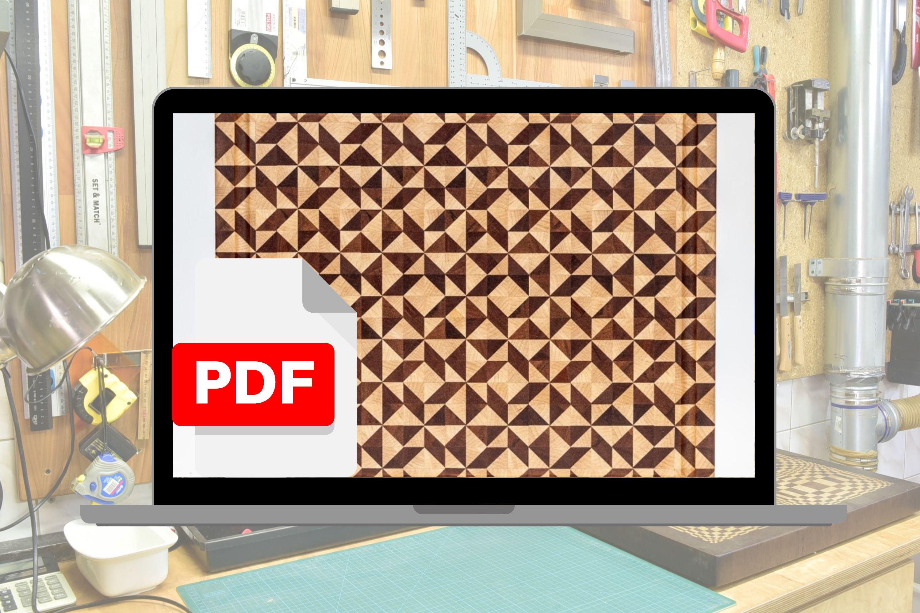 Instructions for making a cutting board shown in the photo below. Pattern 33a. PDF/End Grain