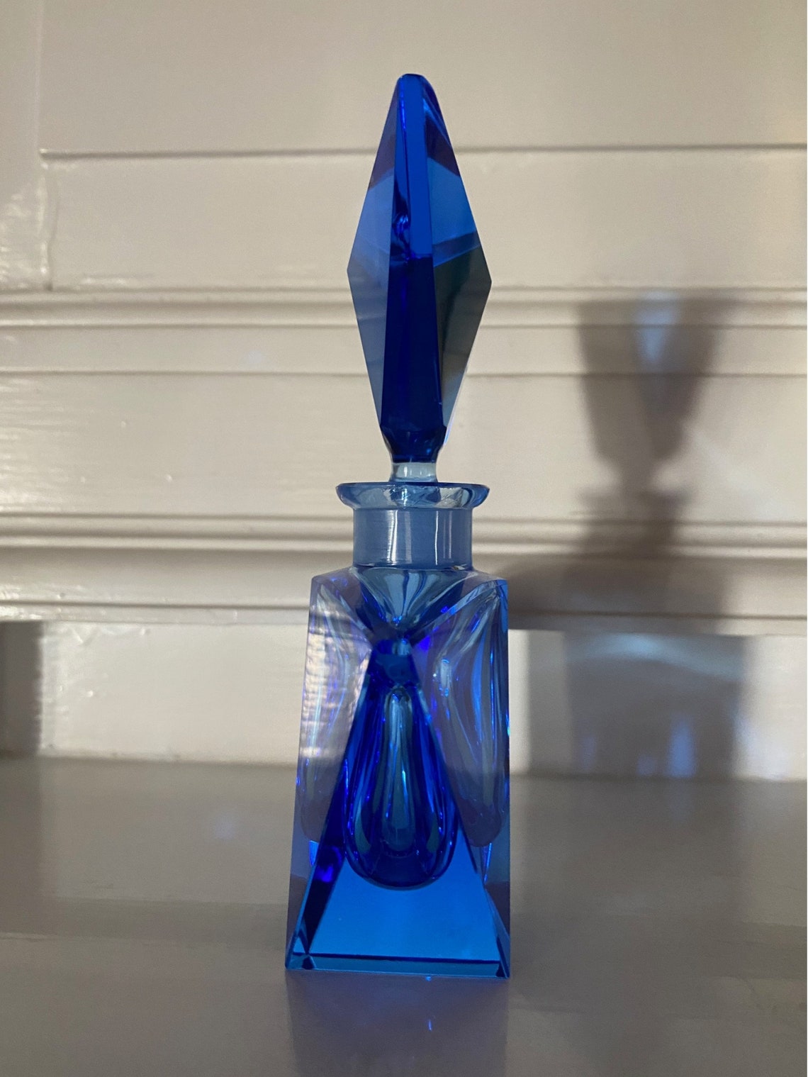 Vintage Art Deco Perfume Bottle Blue Etsy