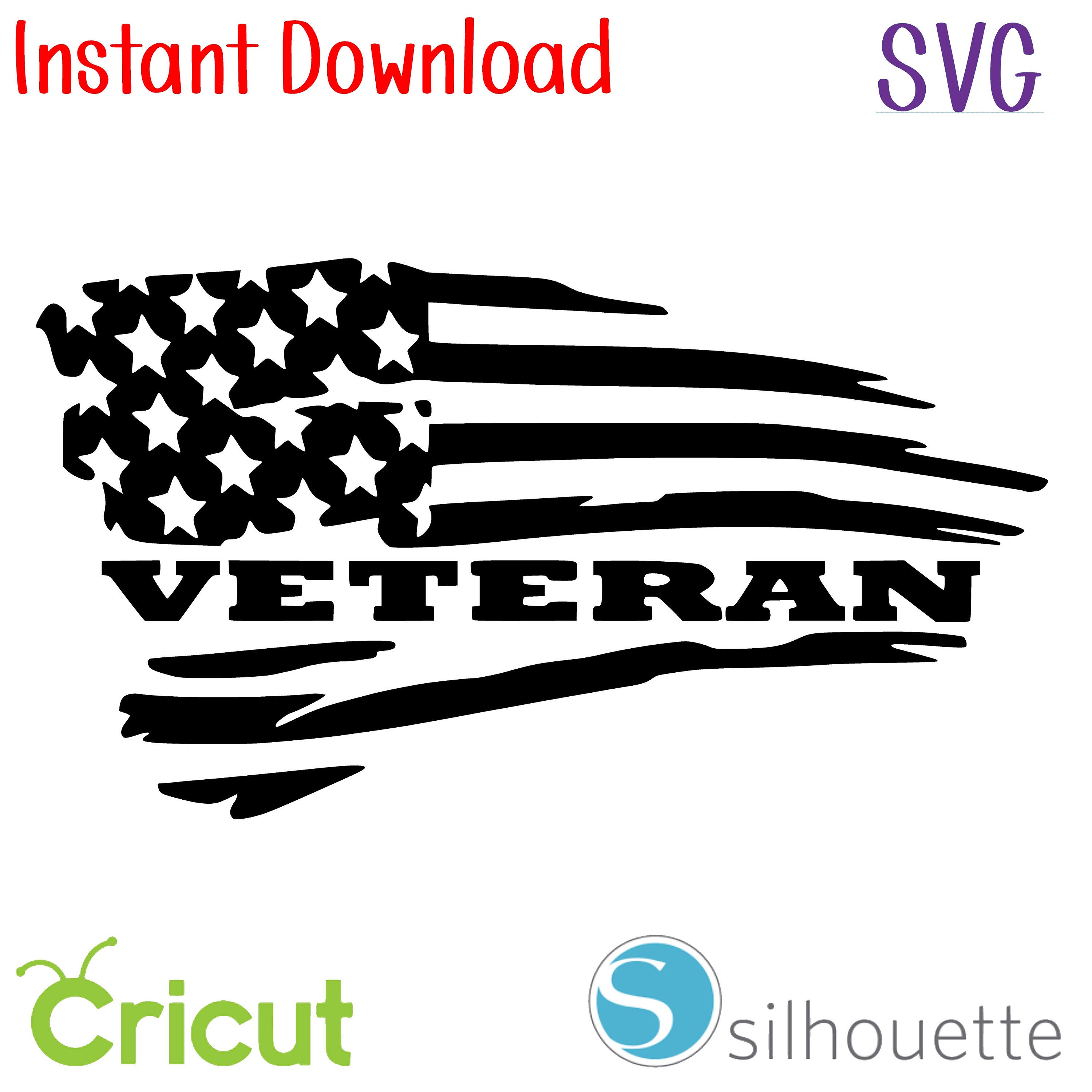 Instant Download SVG Veteran Flag Distressed | Etsy