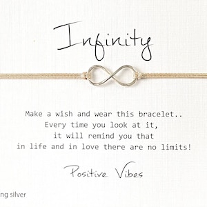 Sterling Silber Infinity Armband, Positive Vibes Armbänder, Für beste Freunde, Geschwister, Familie, Nicht anlauffest, Frauentag, Muttertag Geschenk