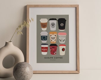Guelph Coffee Art Print | Guelph Coffee Scene | Ontario Coffee Shops Minimalist Art