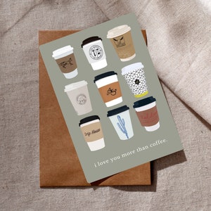 Ti amo più del biglietto del caffè / Ottawa Coffee Card / Biglietto di incoraggiamento per gli amanti del caffè