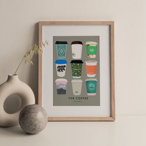 Vancouver Coffee Art Print / YVR Coffee Scene / BC Coffee Shops Arte minimalista