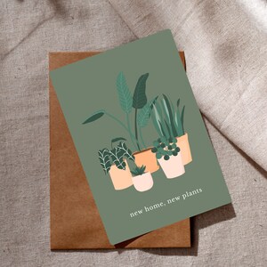Nouvelle carte de nouvelles plantes à la maison | Carte de vœux végétale | Carte d'encouragement de pendaison de crémaillère | Cadeau d'amant de plante