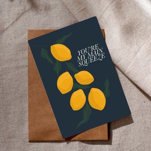 Biglietto d'auguri Main Squeeze / Tema limone / Ispirato all'arte della frutta