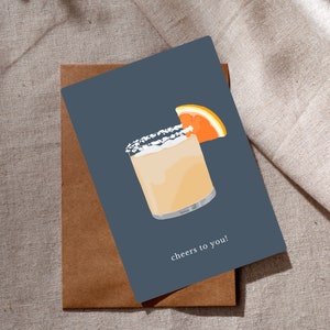 Bravo à vous carte de vœux | Carte de cocktails | Carte de célébration Marguerite