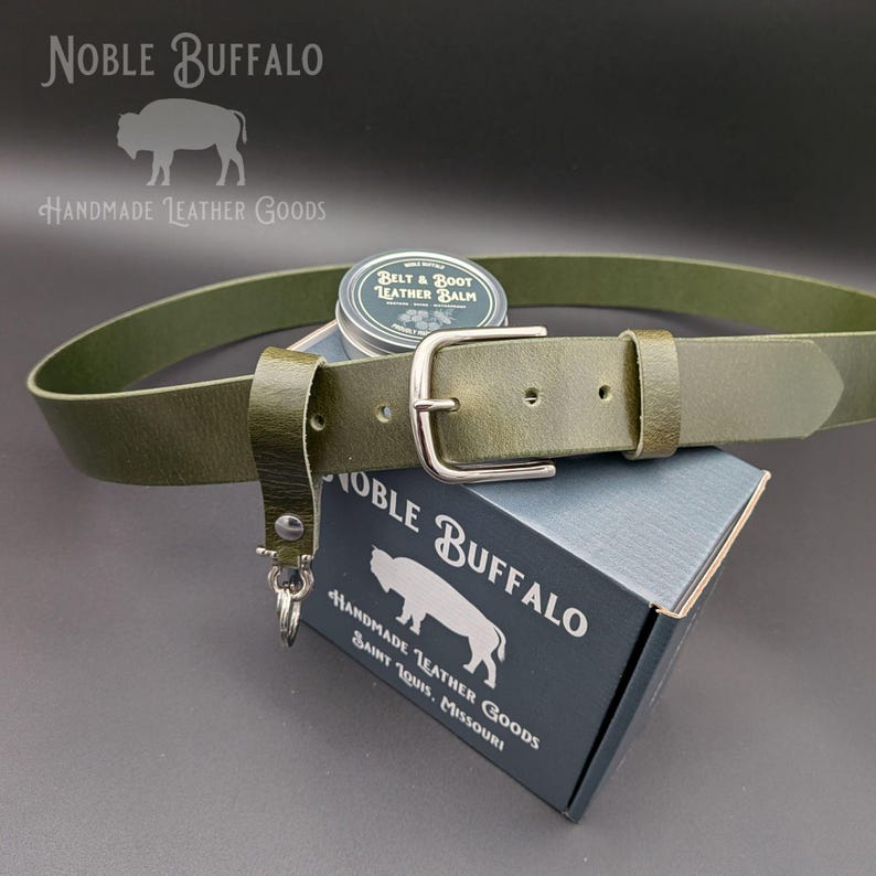Soft Buffalo Green Leather Buffalo Belt