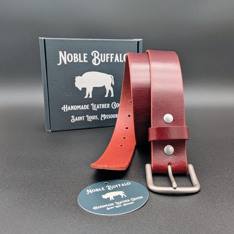 Soft Buffalo Velvet Red Leather Buffalo Belt