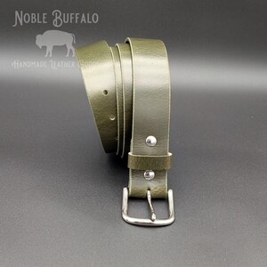 Soft Buffalo Olive Green Leather Buffalo Belt