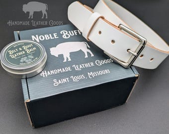 White Leather Belt - USA Handmade