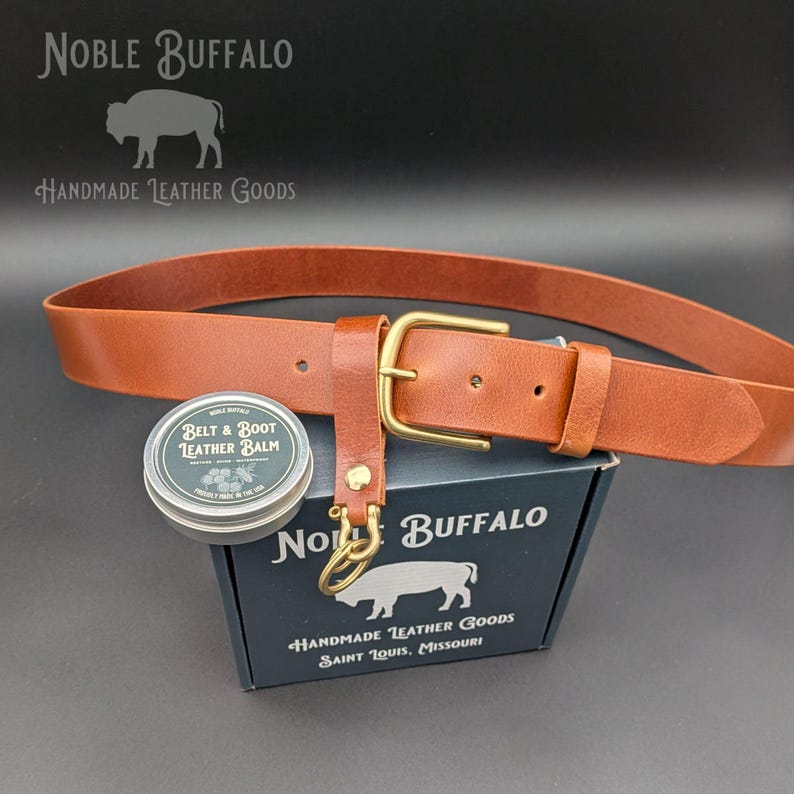 Heritage Honey Leather Belt for Men or Women, USA Made by Noble Buffalo