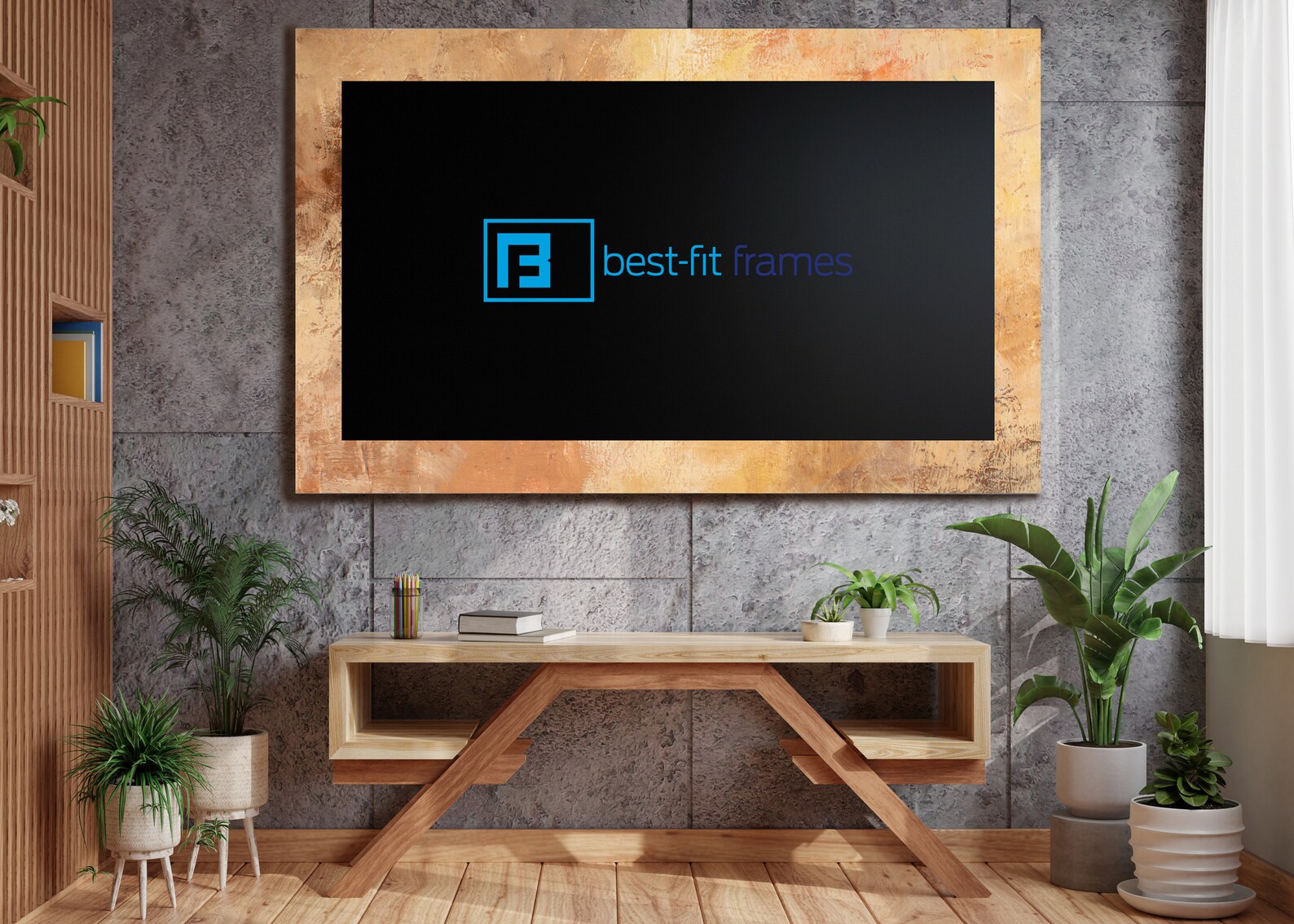 Painted Concrete TV Graphic Wall Art Wall Décor Bedroom Etsy