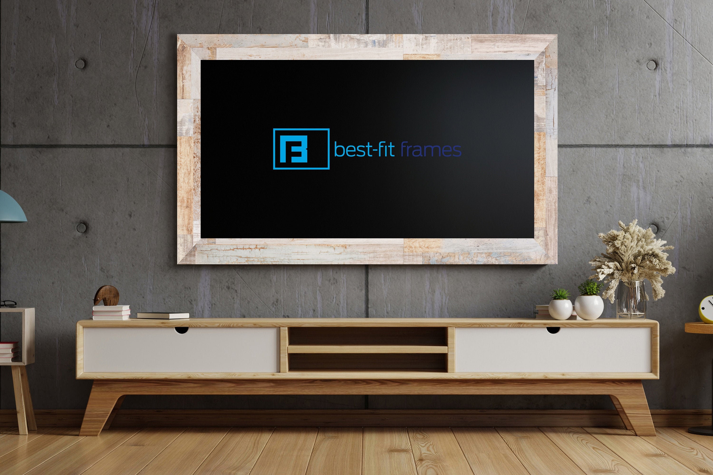 Reclaimed Tile Wood TV Graphic Wall Art Wall Décor Etsy