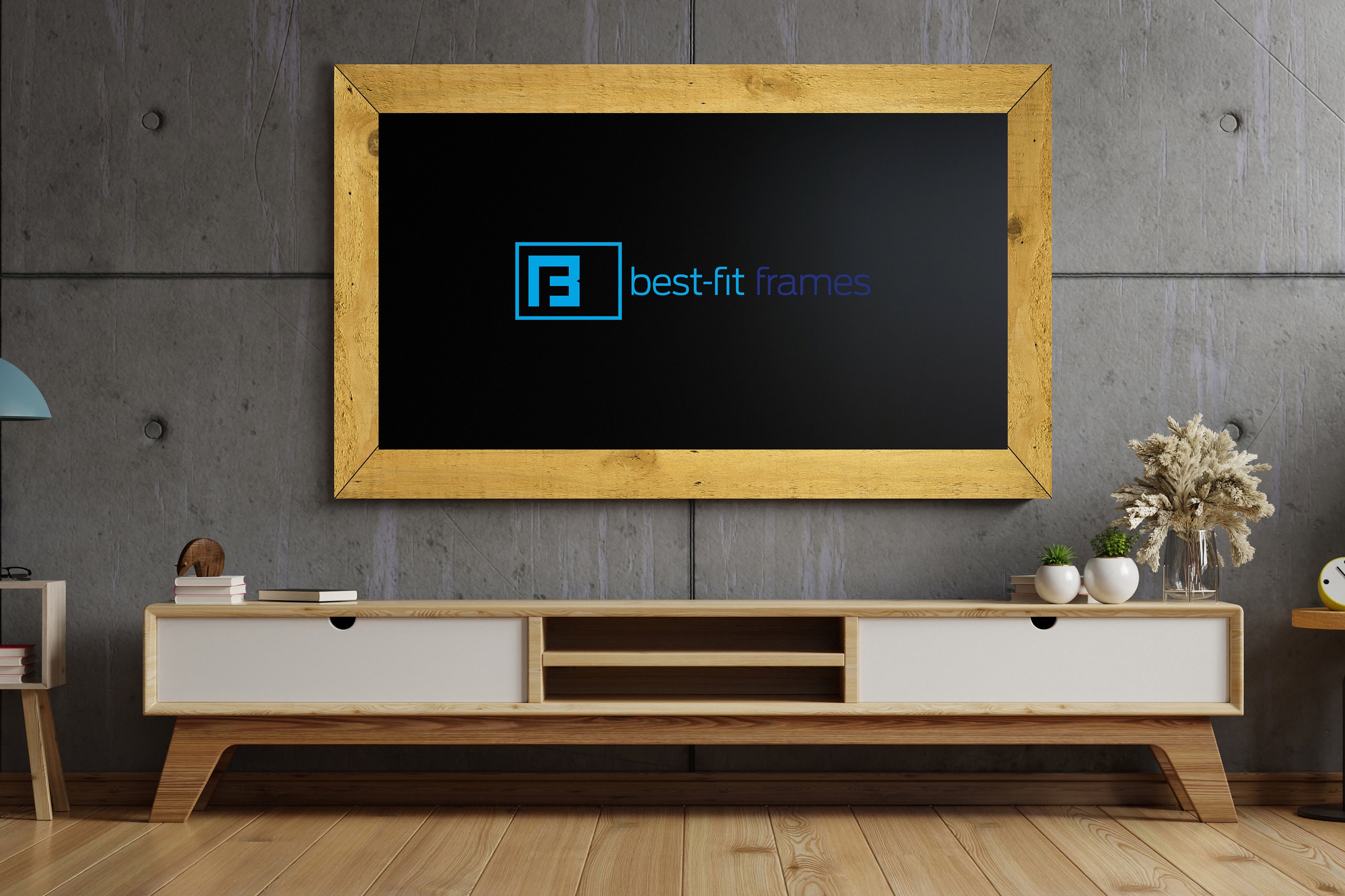 Gold Wood TV Graphic Wall Art Wall Décor Farmhouse Décor Etsy