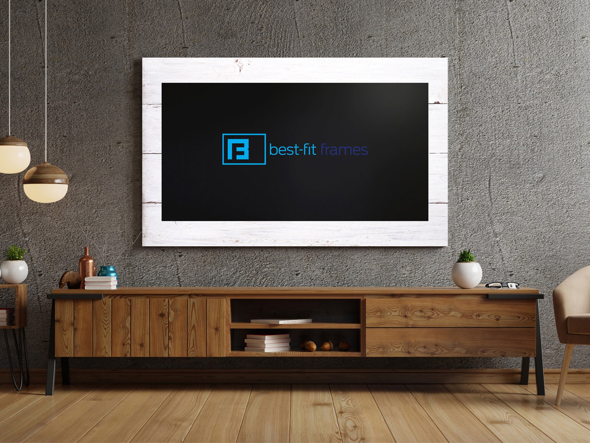 White Wood TV Graphic Wall Art Wall Décor Farmhouse Décor Etsy