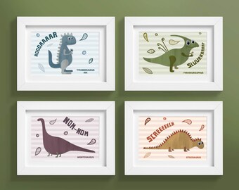 Dinosaur postcard set of 4-prints of original illustration-pencil and acrylic-set of 4