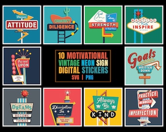 Vintage sign Inspirational Quotes Svg Png Bundle, Printable Stickers, Motivational quotes, Affirmations, Mental Health success quotes svg