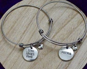 Set of 2 - Words Stainless Steel Charm Bracelets - The perfect pair of sayings