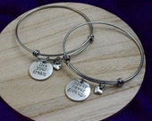 Set of 2 - Inspirational Stainless Steel Charm Bracelets - The perfect pair to keep your chin up