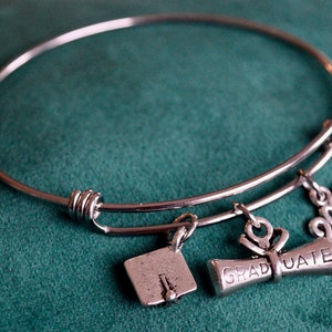 Graduation Charm Bracelet - Perfect for the recent or soon-to-be Grad - A Charming Way to Commemorate the Accomplishment!