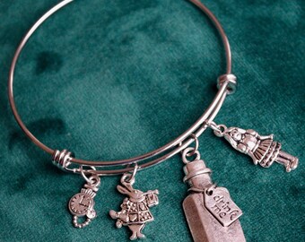 Alice in Wonderland Inspired Charm Bracelet - An Adorable Gift