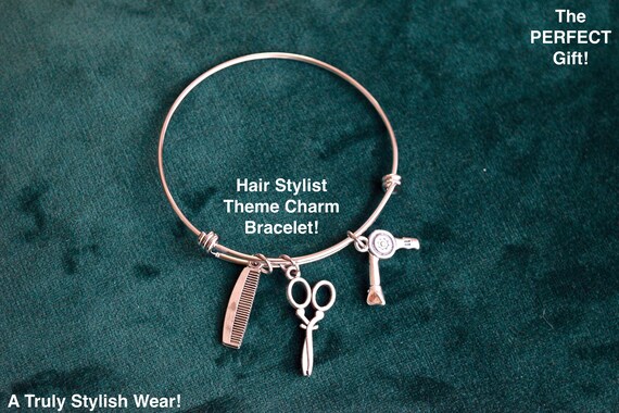 Perfect for HAIR STYLIST Hair Stylist related Charms Bangle Bracelet. 