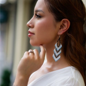 Beaded arrow earrings made in Guatemala, dangle fringe earrings, boho earrings, beaded earrings Indigenous
